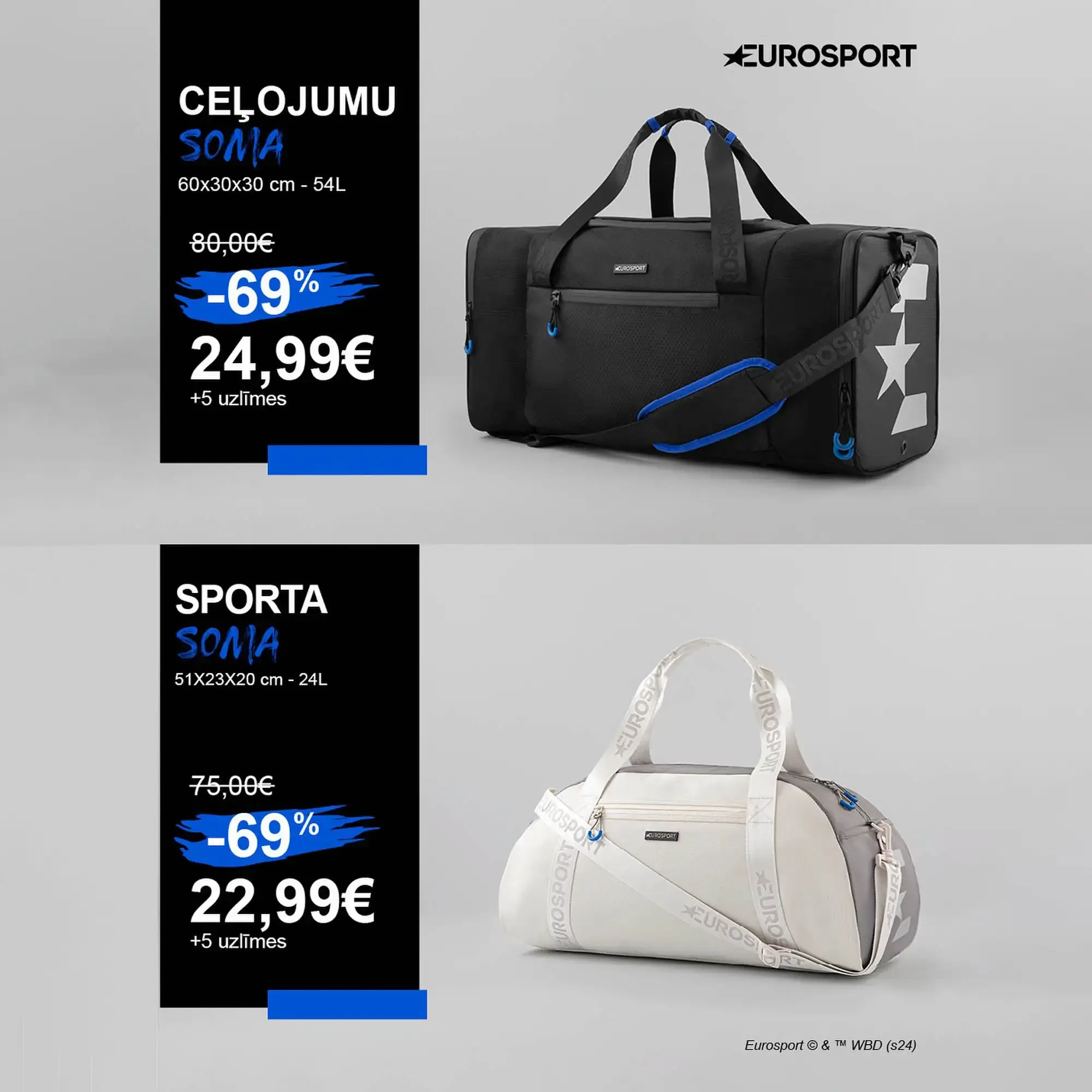 Fotografije športnih torb pripravljene za oglas